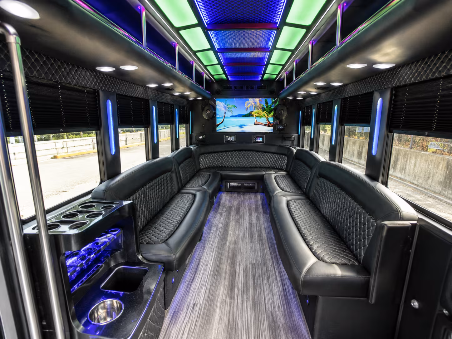 arvada 18 passenger party bus inside