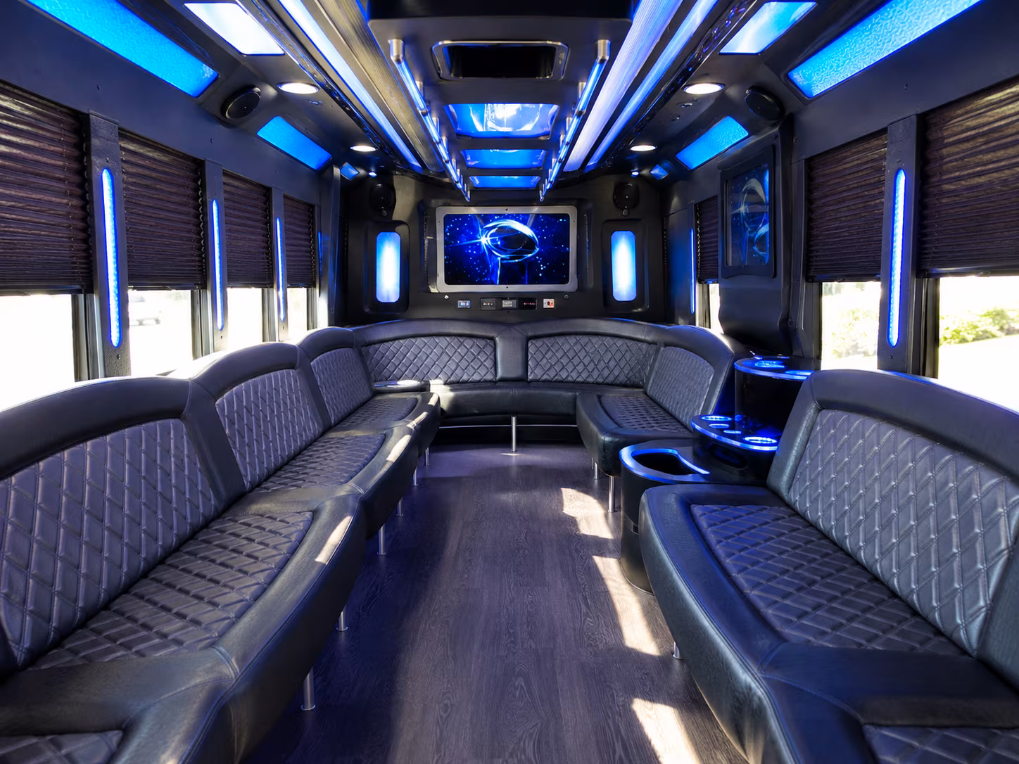 arvada 28 passenger party bus inside