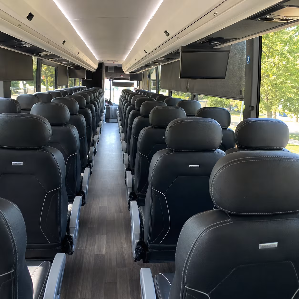 arvada 56 passenger charter bus inside